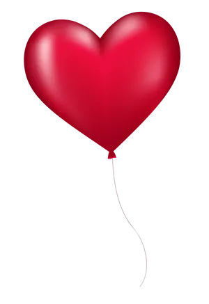 Red Heart Shaped Balloon PNG Image