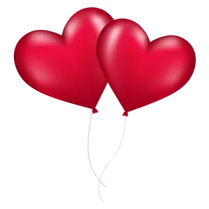 Red Heart Shaped Balloons PNG Image