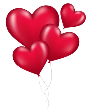 Red Heart Shaped Balloons PNG Image