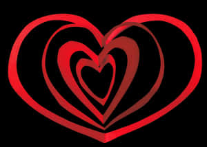 Red Heart Silhouettes Valentines PNG image with transparent background
