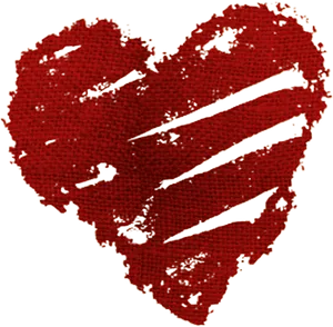 Red Heart Torn Texture PNG Image