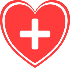 Red Heart With Plus Sign PNG Image