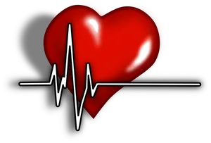 Red Heartand E K G Pulse PNG Image