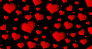 Red Hearts Black Background Pattern.jpg PNG with transparent background