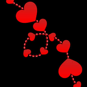 Red Hearts Chain Graphic PNG image with transparent background