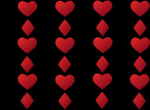 Red Hearts Diamonds Pattern PNG with transparent background