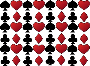 Red Hearts Diamonds Pattern PNG Image