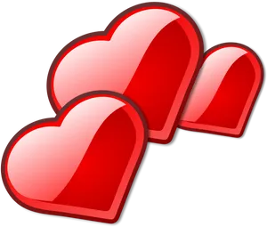 Red Hearts Illustration PNG Image