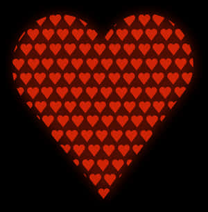 Red Hearts Patternon Black Background PNG image with transparent background
