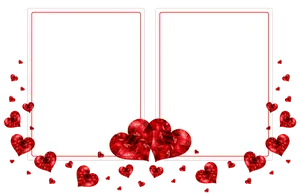 Red Hearts Postcard Template PNG Image