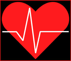 Red Heartwith Electrocardiogram Line PNG image with transparent background