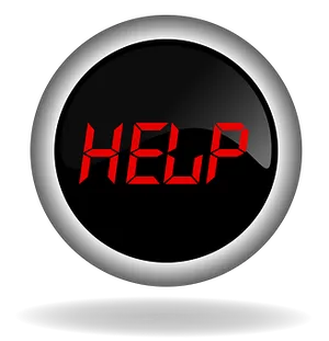 Red Help Button Graphic PNG Image