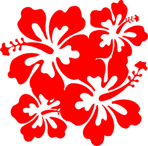 Red Hibiscus Silhouette Pattern PNG image with transparent background