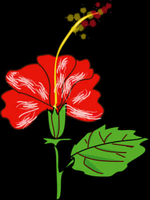 Red Hibiscus Vector Illustration PNG image with transparent background