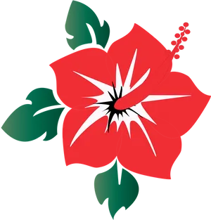 Red Hibiscus Vector Illustration PNG Image