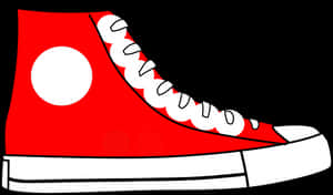 Red High Top Sneaker Illustration PNG with transparent background
