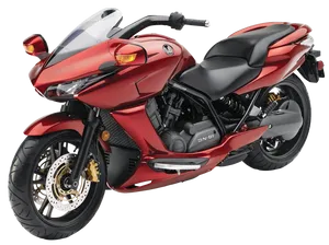 Red Honda Motorcycle Profile View PNG Image