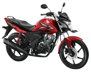 Red Honda Motorcycle Profile View PNG Image