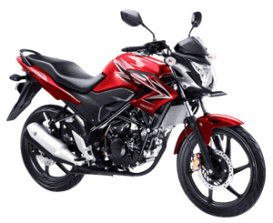 Red Honda Motorcycle Profile View PNG image with transparent background