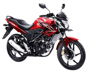 Red Honda Motorcycle Profile View PNG Image