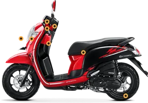 Red Honda Scoopy Scooter PNG Image