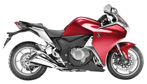 Red Honda Sport Motorcycle Profile View PNG Image