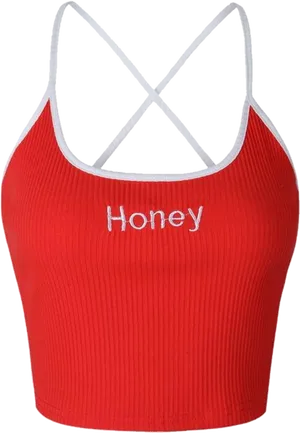 Red Honey Text Crop Top PNG Image