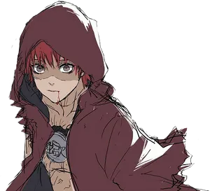 Red Hooded Anime Character Sasori PNG Image