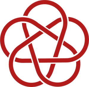 Red Interlocking Circles Pentagram Design PNG Image