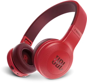 Red J B L Over Ear Headphones PNG Image