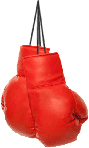 Red Kickboxing Gloves Hanging PNG with transparent background