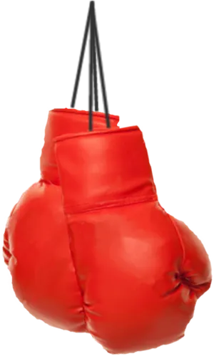 Red Kickboxing Gloves Hanging PNG Image