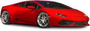 Red Lamborghini Huracan Side View PNG Image