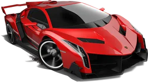 Red Lamborghini Veneno Sports Car PNG Image