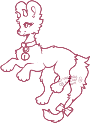 Red Lineart Furry Character PNG Image