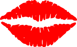 Red Lip Print Illustration PNG Image