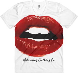 Red Lip Print Tshirt Design PNG Image