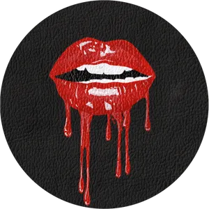 Red Lips Dripping Artwork PNG Image