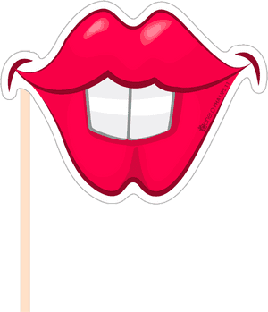 Red Lips Photobooth Prop PNG image with transparent background