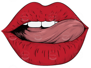 Red Lips Tongue Out Illustration PNG image with transparent background