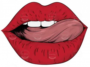 Red Lips Tongue Out Illustration PNG Image