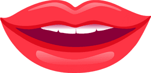 Red Lipstick Smiling Mouth Illustration PNG image with transparent background