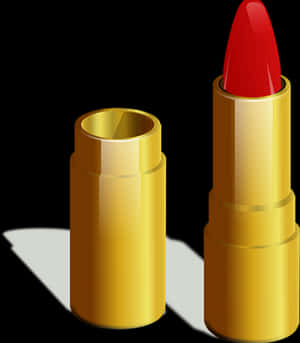 Red Lipstickin Golden Case PNG with transparent background