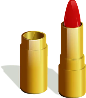 Red Lipstickin Golden Case PNG Image