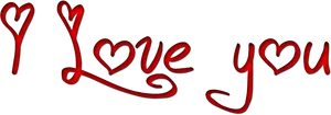 Red Love You Calligraphy PNG Image