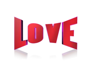 Red Love3 D Text Black Background PNG Image