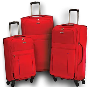 Red Luggage Set Transparent Background PNG Image