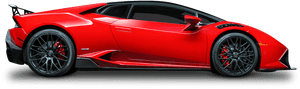 Red Luxury Sports Car Side View PNG with transparent background