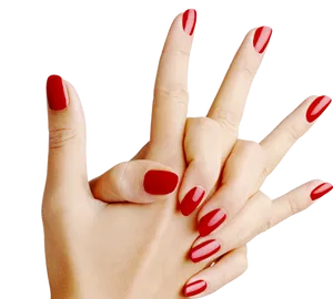 Red Manicured Nails Hand Gesture PNG Image