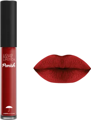 Red Matte Liquid Lipstickand Lips PNG Image